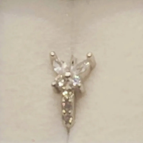 CZ Butterfly Silver Plated Stainless Steel Nose Hoop Ring NWB - Picture 5 of 5